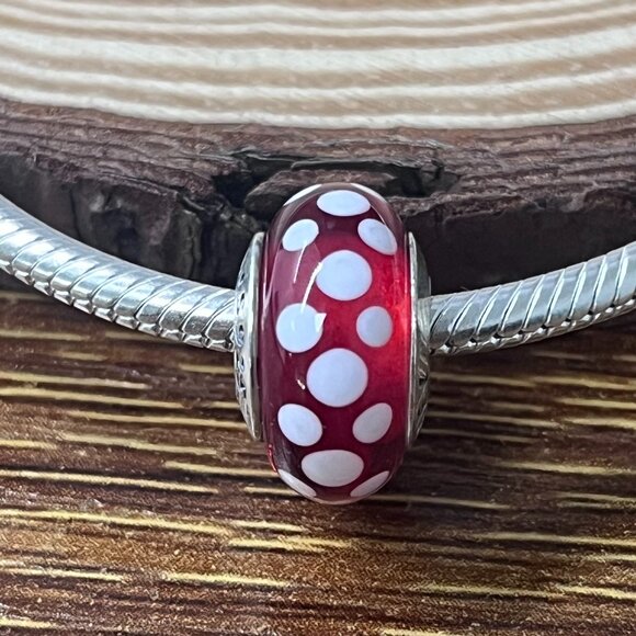 Pandora Charm Minnie's Signature Look Murano Glass Charm - Picture 1 of 4